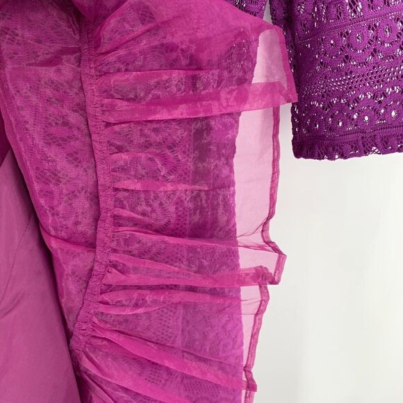 Plenty by Tracy Reese Dress Womens Size 2P Purple Estella Lace Fit & Flare B12 - Picture 9 of 10
